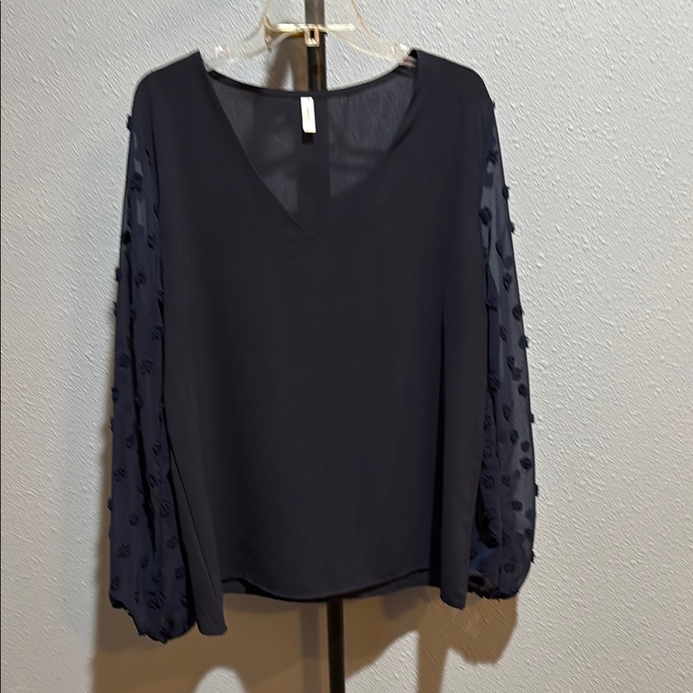 Elegant Navy Blue Women's Top-XL